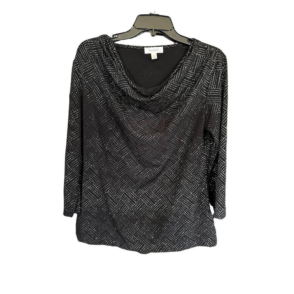 DressBarn | Black & Silver 3/4 Sleeve Top | Size Medium | 0775